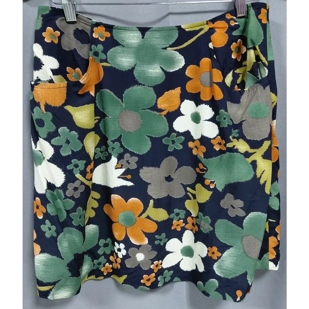 Express Made in USA Navy Mini Casual Floral Skirt Women Size 9/10